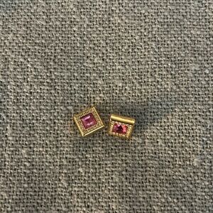 Swarovski crystal rose and gold colored earrings